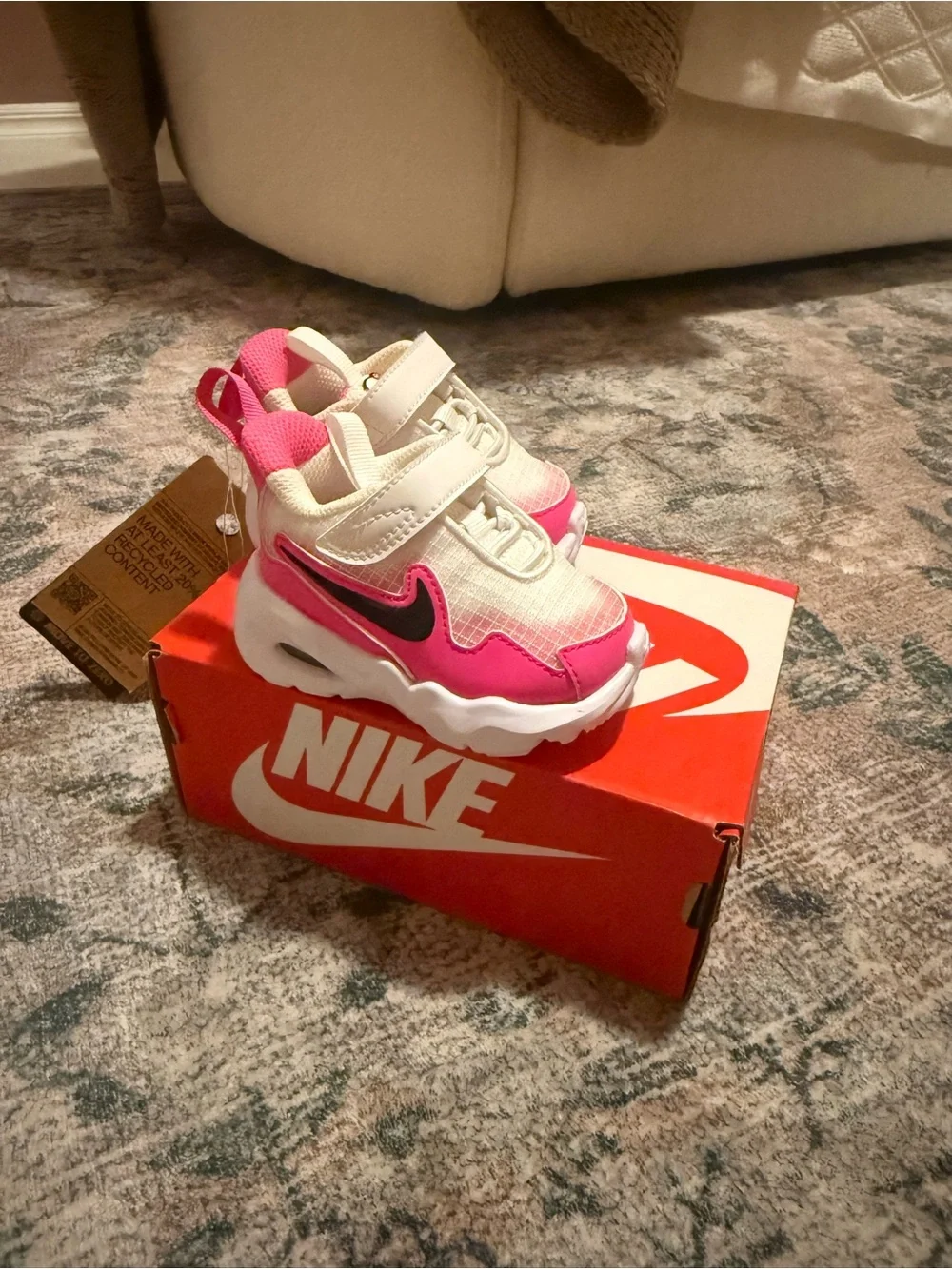 Nike Toddler Pink, White and Black Velcro Sneakers